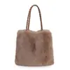 Bolso Tote de Peluche de Gran Capacidad para Viajes Diarios de Mujer 2025 Otoño Nuevo Casual Simple Estilo Extranjero Bolso de Hombro Único