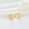 Zhongxing nuevos aretes de retrato de moneda estilo europeo y americano, aretes de trébol de cuatro hojas, chapados en oro, aretes simples al por mayor