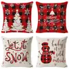 Cojín festivo navideño transfronterizo de Amazon con diseños de renos y muñeco de nieve, cojín colorido para respaldo de sofá