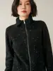 Cárdigan de punto de alta gama estilo francés con un diseño único, con puntos de colores y cierre de cremallera, perfecto para otoño e invierno