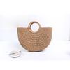 Bolsa de Palha Semi-Circular Nova Estilo Primavera e Verão, Bolsa Simples de Ráfia Trançada à Mão para Mulheres, Bolsa de Praia Casual Retrô para Férias na Praia