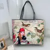 Bolso de Hombro Nuevo Estampado, Bolso de Lona para Mujer de Mano, Bolso Tote Estilo Coreano de Gran Capacidad, Bolso Artístico para Estudiante