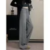 Foto real dos novos calças pantalona de outono 2026, de caimento fluido, com cordões, calças casuais largas e fluidas para mulheres