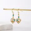 [Brincos de Turquesa] Brincos de Turquesa Exquisitos Brincos Retrô Moda Feminina Versátil Luxo Leve Sensação de Alto Padrão