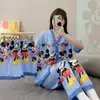 Kimono Nuevo Estilo al por Mayor Labubu Conjunto de Tres Piezas Pijamas Populares para Mujer Verano Comercio Exterior Transfronterizo Sudeste Asiático Ropa de Casa