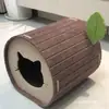 Nido para Gatos en Tocón de Árbol, Túnel Resistente al Desgaste para Garras de Gato, No se Pega el Pelo, Tridimensional, Multifuncional, Semicerrado, Escondite Plegable para Mascotas