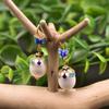 Aretes de Perla Natural Esmalte Mariposa Cloisonné Aretes Retro Elegantes Moda Hechos a Mano Nicho Joyería de Alta Gama