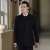 Outono e Inverno Novo Casaco Longo Masculino de Lã Pura Dupla Face com Lapela Liso Cor Sólida Casual de Negócios Peça Superior Transfronteiriça