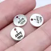 10x 10mm 0.6g plata antigua explosiones europeas y americanas accesorios retro colgante redondo I LOVE YOU de doble cara