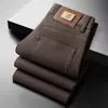 Roupas Masculinas Populares / Novo Outono e Inverno Luxo Negócios Estilo Europeu Slim Fit Stretch Calça Jeans Reta Tendência Marca Calças Grossas
