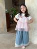 Ropa para Niños Weimu Conjunto para Niñas Verano 2026 Nuevo Estilo Coreano Camiseta de Manga Corta Cubre-traje Pantalones de Pierna Ancha Ropa para Bebés
