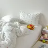 Conjunto de cama de algodão macio e amigo da pele em jacquard de cereja estilo coreano para meninas, perfeito para dormir sem roupa, conjunto fresco e fofo de quatro peças