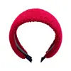 Diadema Roja de Terciopelo Ancho con Perlas para Otoño e Invierno, Sencilla y Elegante, Diadema de Corona Alta, Accesorio para el Cabello de Diseño Exclusivo para Mujeres