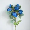 Flor Artificial Rosa de Borda Torrada Retro com 7 Cabeças Flor Artificial de Rosa em Botão com Borda Queimada Multi-Cabeças Flor Seca Flor de Seda Flor Decorativa Flor de Mão