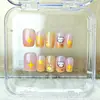 Manicura de Verano Nueva de Dibujos Animados, Lazo de Gato, Uñas Portátiles Infantiles, 10 Piezas de Uñas Postizas Hechas a Mano Ojo de Gato Codificado