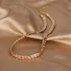 Huabi Joyería Europea y Americana al por Mayor Estilo Ins Diseño de Nicho Collar para Mujer Versátil Color Galvanizado Oro Pulsera Collar