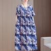 Vestido de Algodón y Seda Floral para Mujeres de Mediana Edad y Mayores, Nuevo Estilo Verano 2026, Vestido Holgado de Algodón y Rayón para Usar como Exterior