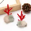 Pinzas para el pelo de asta de reno navideñas transfronterizas, accesorios para el pelo, pasadores decorativos de asta de reno simulada con temática de bosque navideño