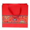 Saco de presente vermelho estilo chinês cor Saco de papel estilo chinês atacado Saco de papel para presente de Festival da Primavera bolsa tote bolsa de papel