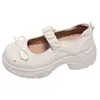 Laço Meninas Moda 2026 Primavera/Verão Novo Bico Redondo Salto Grosso Salto Alto Sapatos Mary Jane Boca Rasa Generosa Sapatos de Salto Único