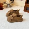 Zapatos Birkenstock Maillard para Niñas Otoño e Invierno 2025 Nuevos Planos de Suela Suave Antideslizantes Mocasines Retro Zapatos Pequeños de Cuero para Niños