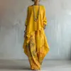 Estación Independiente Amazon Transfronteriza Europa y América 2026 En Stock Conjunto de Top de Color Sólido y Pantalones Anchos para Mujer Conjunto Casual de Dos Piezas