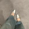 Versão em pele de carneiro ~ Sapatos femininos de couro legítimo francês, salto alto fino, boca rasa, camada única, fivela, sapatos Mary Jane, sapatos pequenos de couro