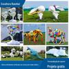 Escultura Geométrica de Animal em Aço Inoxidável Vários Ornamentos de Chão para Gramado de Parque Escultura de Elefante Panda de Metal para Paisagismo