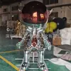 Aço Inoxidável Espelhado Escultura de Urso Espacial Astronauta Desenho Animado Moderno Grande Ornamento para Ponto de Foto de Shopping Decoração de Chão Personalização