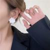 Pendientes Zhao Rusi con forma de flor y clip para oreja, estilo japonés y coreano, estilo francés, con diseño de hada blanca y dulce.