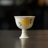 Conjunto de Chá Cerâmico Amarelo Pintado à Mão de Pé Alto da Dinastia Tang e Song Copo Mestre Conjunto de Chá Kung Fu Xícara de Chá Doméstica Xícara de Degustação