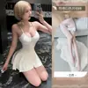 Vestido de lencería sexy, minivestido de tirantes con escote pronunciado, conjunto de uniforme de discoteca para mujer, vestido ajustado de puro deseo