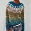 Nuevo suéter de punto para mujer estilo europeo y americano de Amazon, artículo popular de Wish, suéter de punto holgado de moda con bloques de color y cuello redondo