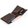 Billetera Transfronteriza de Moda Hecha de Cuero Crazy Horse de Primera Capa 80% de Descuento Billetera Corta para Hombre Piel Genuina de Vaca Clip para Dinero Billetera para Monedas