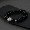 Pulsera de obsidiana bañada en plata para hombre, pulsera sencilla y a la moda, regalo generoso de cumpleaños 520 para novio.