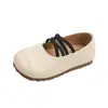 Sapatos de Ballet Femininos de Couro com Cadarço Estilo Retrô Francês 2026 Novo Estilo Outono para Bebês e Crianças Pequenas Sapatos Baixos Mocassins Transfronteiriços