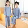 Pijama de Seda Helada para Niños Verano Ropa de Casa para Niños Conjunto de Manga Nueve de Modal para Niñas Ropa de Aire Acondicionado para Estudiantes de Primaria y Secundaria