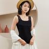 Camisola de Modal con Encaje Lateral para Primavera y Verano para Mujer Talla Grande Color Sólido Ajustada Ropa Exterior Camiseta Interior Básica