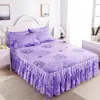 Saia de Cama Dupla Renda Transfronteiriça Conjunto de Três Peças Cobertura de Cama Espessa Antiderrapante Saia de Cama Cobertura de Cama de Peça Única Saia de Cama Atacado