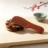Peine de Madera, de Dientes Finos, Tallado en Madera Maciza, Peine Ordinario para el Cabello, Peine de Madera, Peine de Peluquería, Peine con Mango