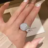 Anillo Abierto Redondo con Zirconia en Forma de Estrella para Mujer, Sencillo y Moderno, Lujo Ligero, Diseño de Nicho, Joyería Elegante y Versátil