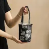 Bolsa de almacenamiento para juego de té de algodón tejido, bolsa cilíndrica gruesa para viaje, bolsa de ceremonia de té de tamaño grande para maestros de té