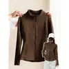 Chaqueta Ajustada Forrada de Polar para Mujer, Sudadera Gruesa Suave Cálida de Invierno Forrada de Polar