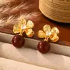 Brincos de Pérola Flor de Zircônia de Alta Qualidade para Mulheres, Luxo Acessível Francês, Elegantes da Moda, Brincos de Design Único, Brincos Versáteis
