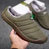 Pantuflas de Algodón de Terciopelo Cálidas de Invierno para Hombre, Zapatos de Algodón Cálidos para Interiores, Pantuflas Impermeables Sencillas para Casa, Zapatos de Algodón de Doble Propósito de Talla Grande