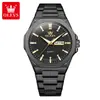 Relógio Masculino Oulisi Marca Comércio Exterior Transfronteiriço Pulseira de Couro Venda Quente Quadrado Impermeável Duplo Calendário Quartzo