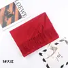 Xale Vermelho de Inverno Imitação de Caxemira Cor Lisa Presente de Festa Anual Bordar Logo Personalizado Lenço Estampado 200g para Mulheres