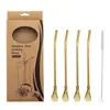 Amazon transfronterizo juego de pajitas de acero inoxidable 304 tubo con filtro cuchara pajita mezcladora creativa cuchara pajita uso dual integrado