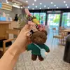 Versão Coreana Fofa Urso de Pelúcia Camiseta Listrada Chaveiro de Carro de Desenho Animado Adorável Bolsa Transversal Terry Urso Boneca Pingente