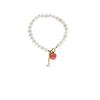 Pulsera de Perlas de Agua Dulce Natural para Mujer Nicho de Alta Gama Estilo Ins Vintage Combinable Ágata Roja del Sur Melocotón